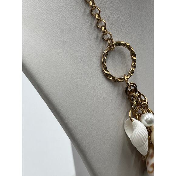 Betsey Johnson Pearls Sea Starfish Seashell Two Strand Statement NECKLACE New - Picture 6 of 11